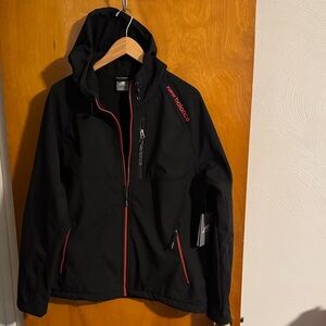 New Balance Jacket Mens Large Black Ripstop Fleece Zip Pockets